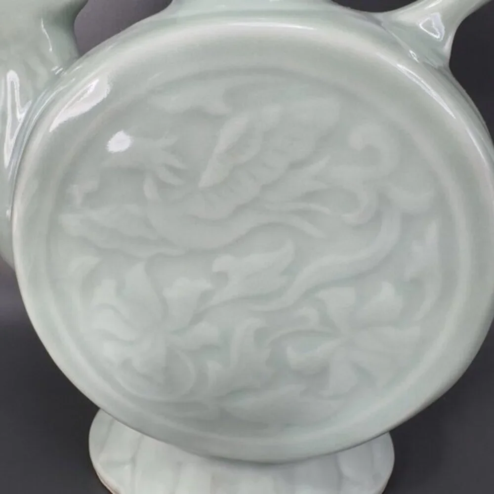 Vintage Chinese Celadon Teapot Phoenix Articulated‎ Lid Jug Carafe Light Green